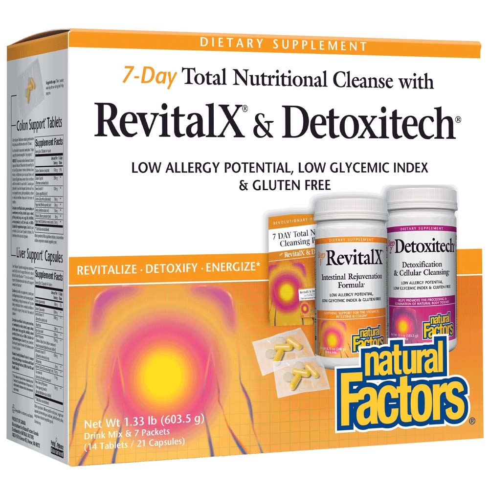 Natural Factors Revitalx and Detoxitech 7 Day Kit Powder 1.3 Lb