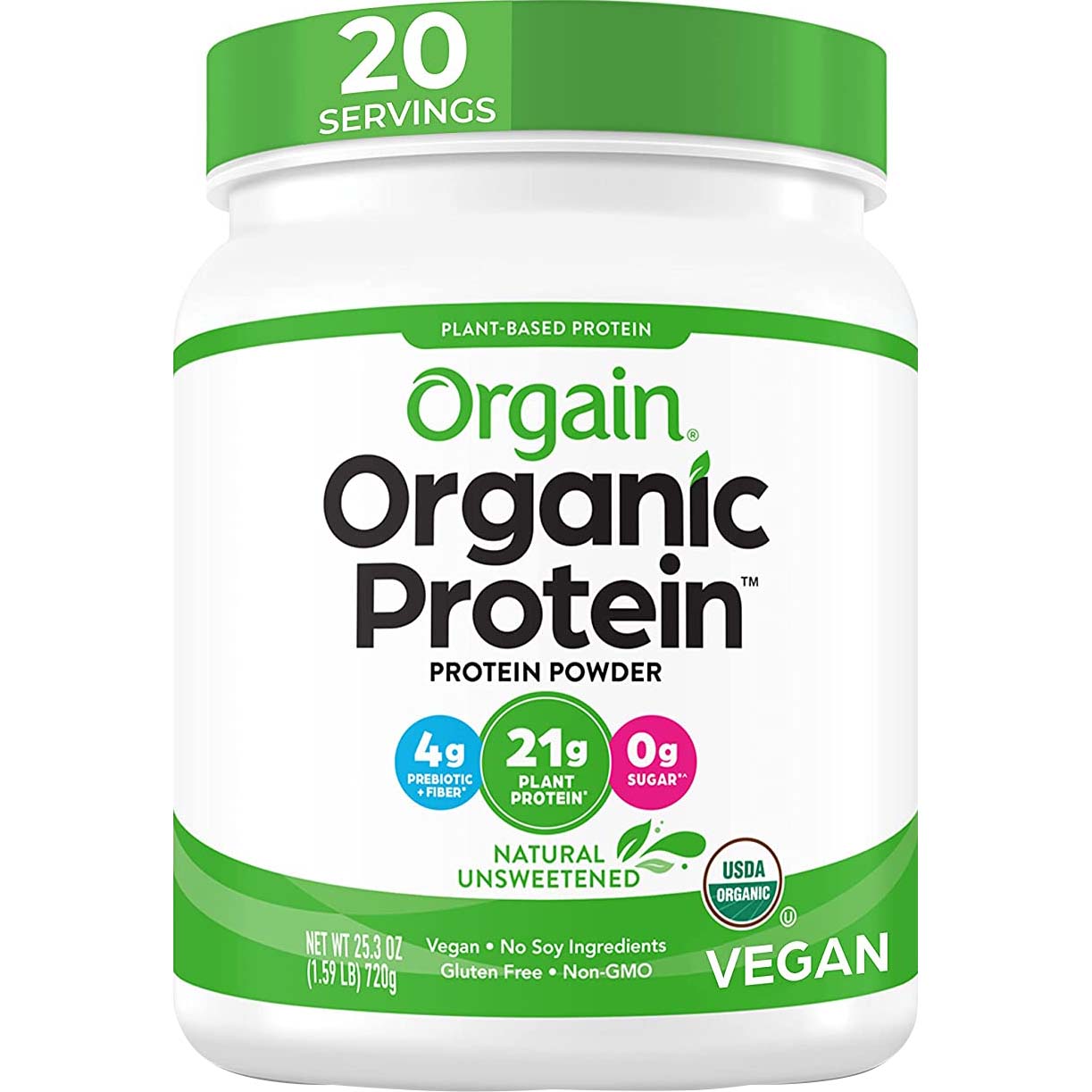 Orgain Organic Protein Plant Based Protein, Natural Unsweetened, 1.59 Lb