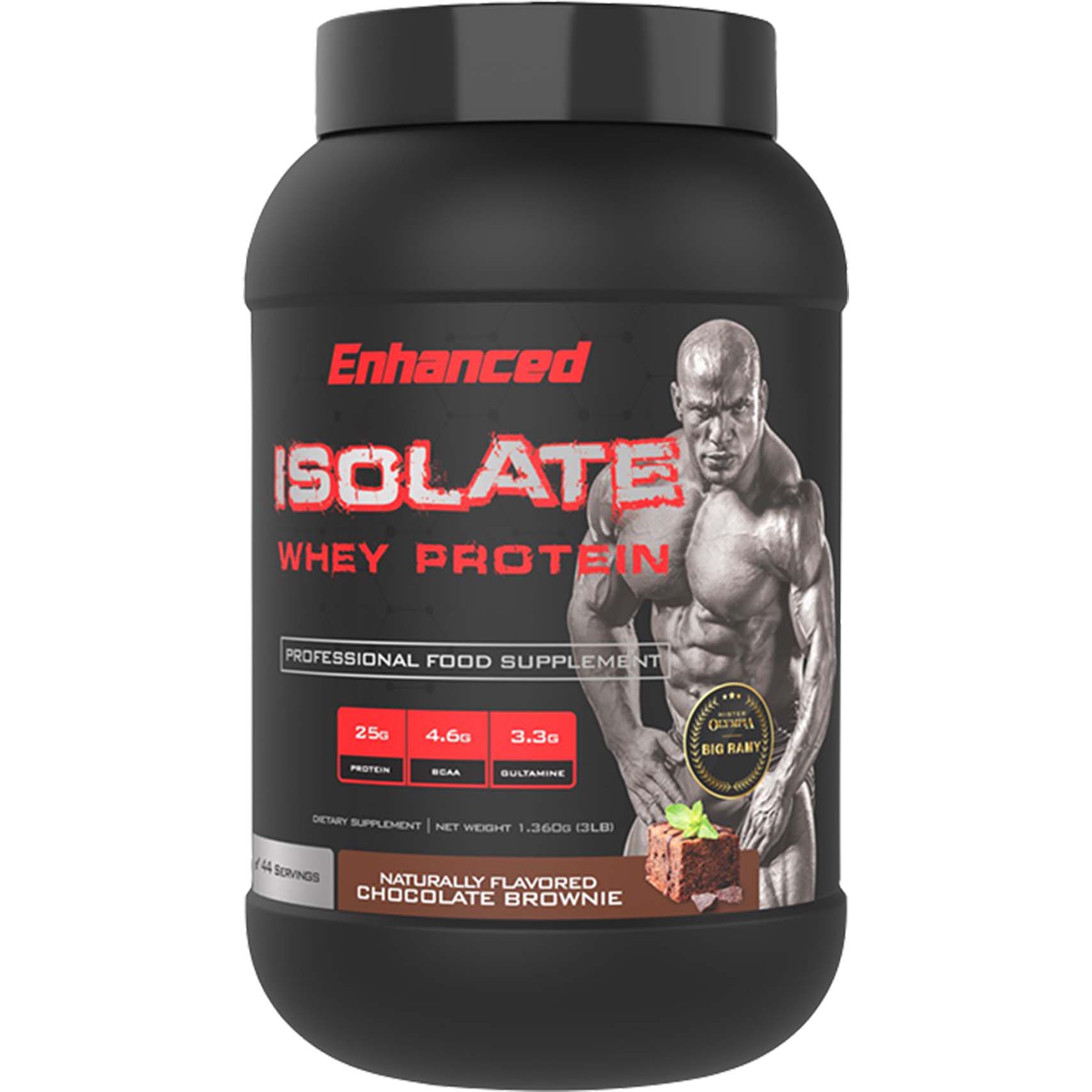Enhanced Isolate Whey Protein, Chocolate Brownie, 3 LB
