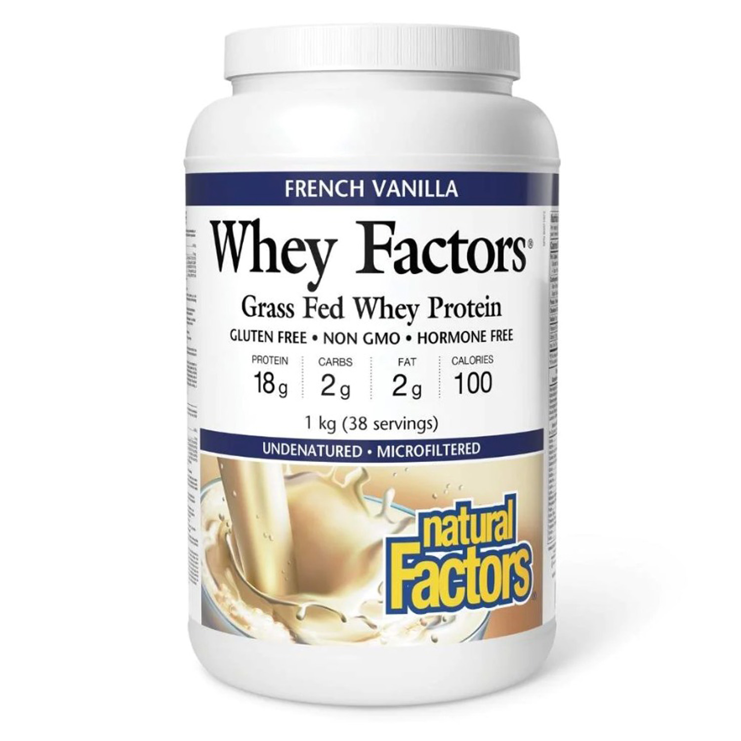 Natural Factors Whey Factors Protein, Vanilla, 1 kg