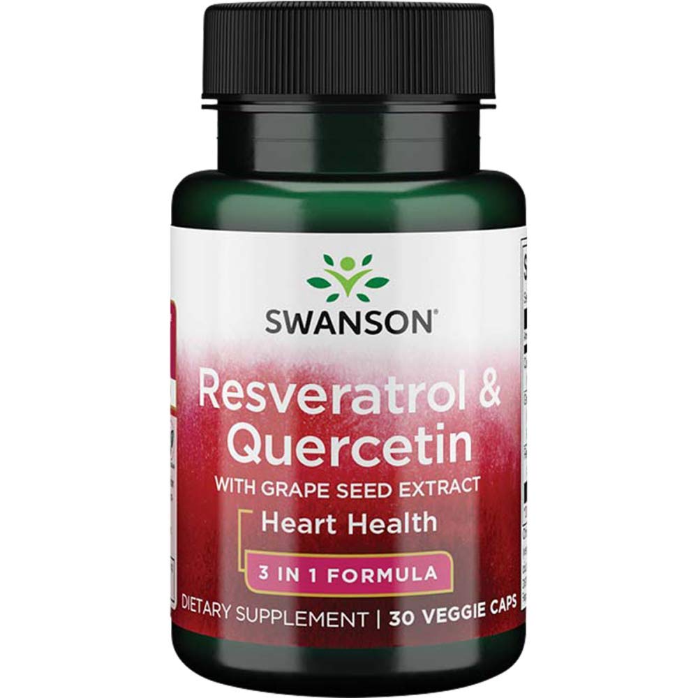 Swanson Resveratrol and Quercetin with Grape Seed Extract 30 Veggie Capsules