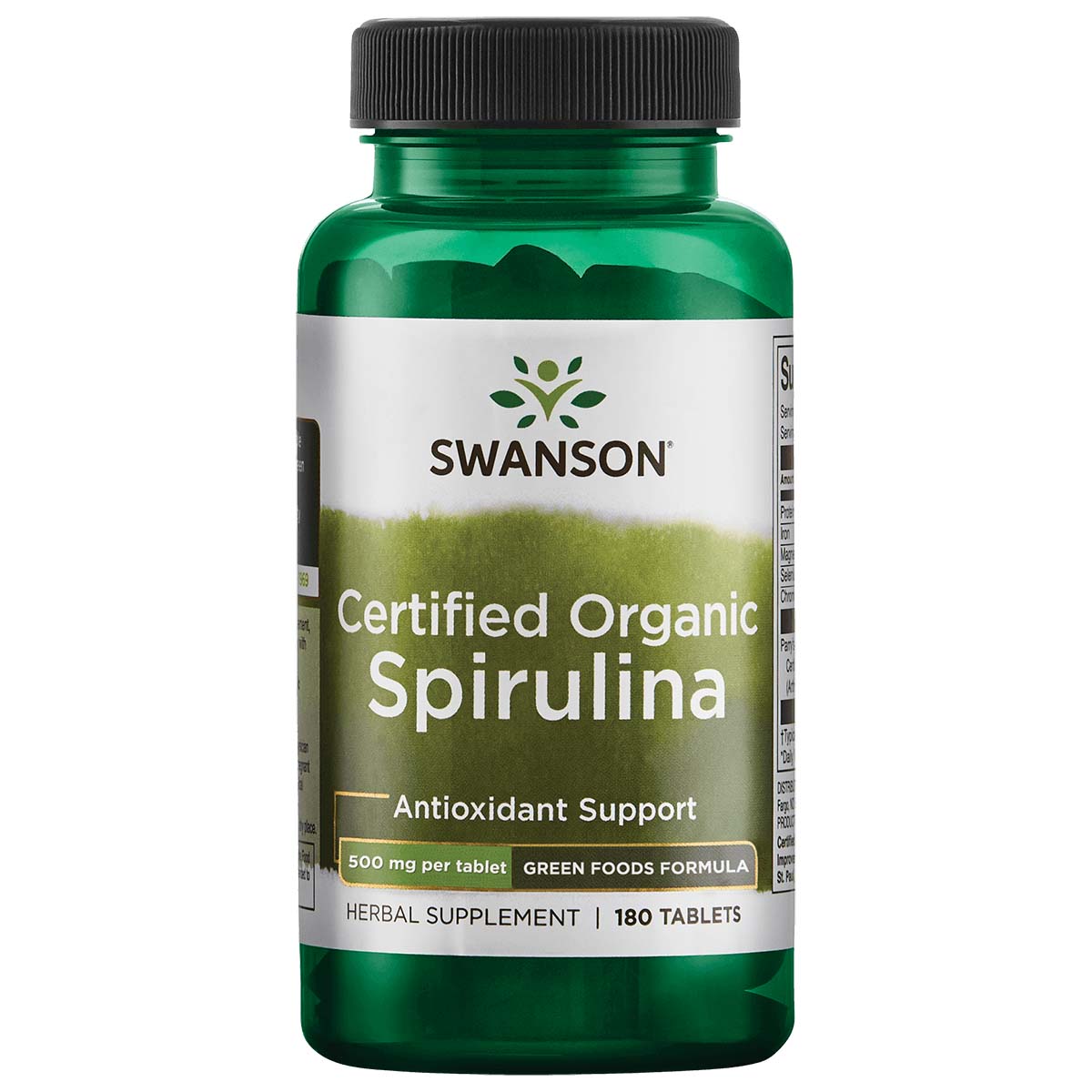 Swanson Certified Organic Spirulina, 500 mg, 180 Tablets