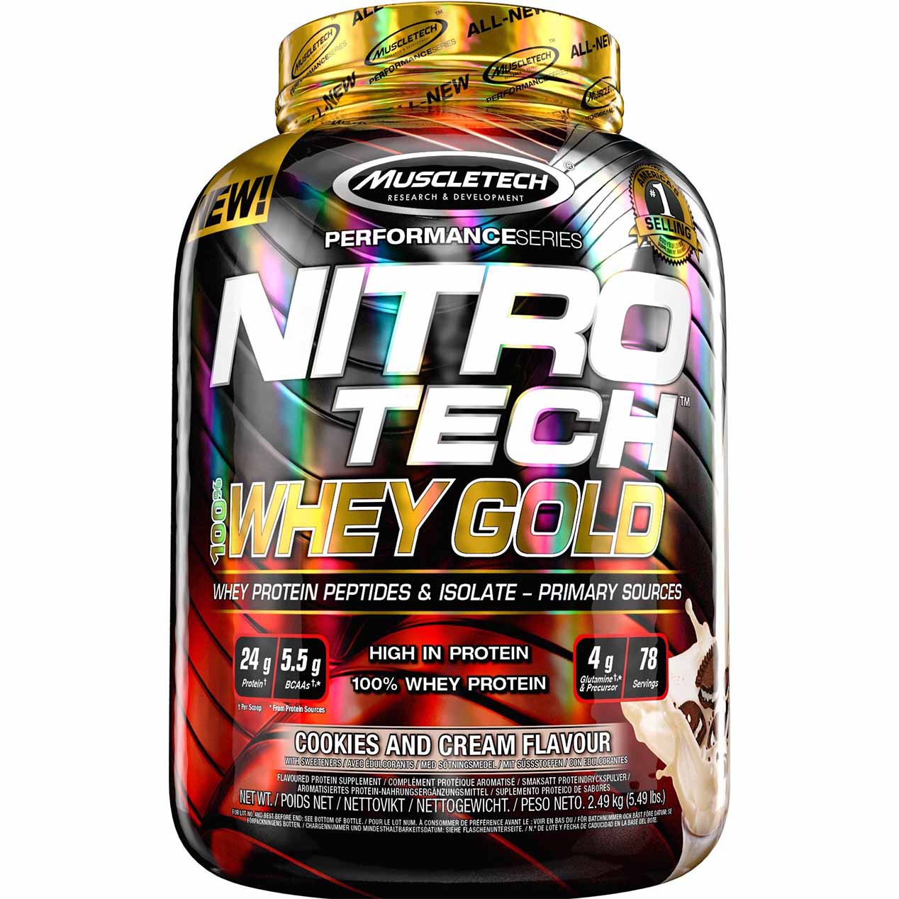 Muscletech Nitro Tech Whey Gold 5.53 LB Cookies and Cream
