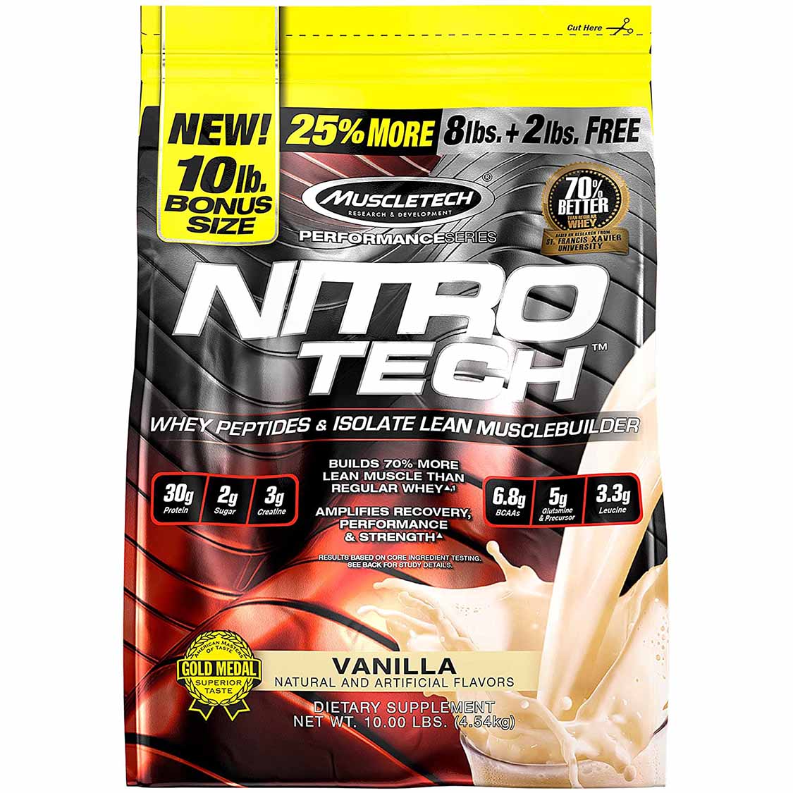 Muscletech Nitro Tech Whey Protein 10 LB Vanilla