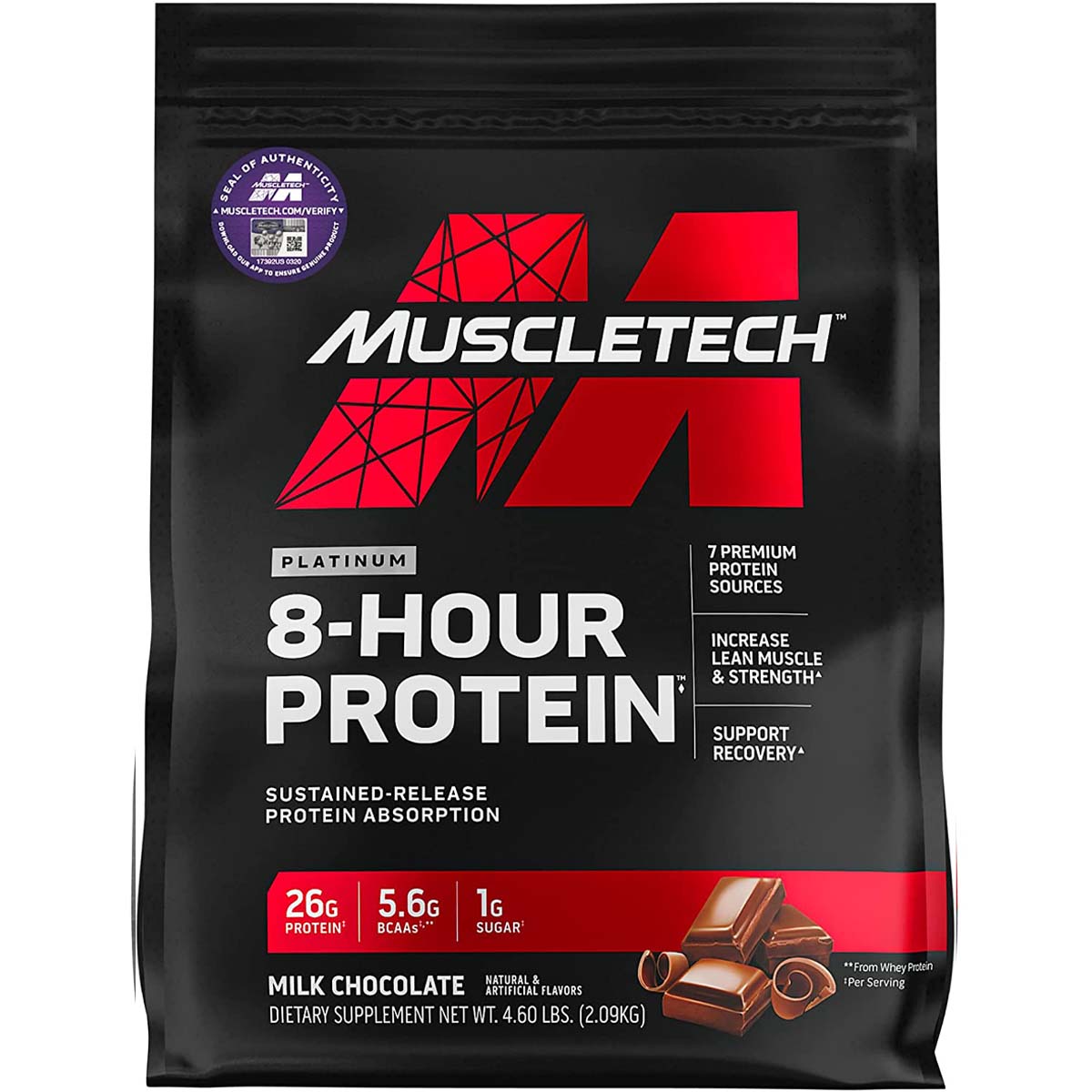 Muscletech Platinum 8-Hour Protein, 4.6 LB, Milk Chocolate