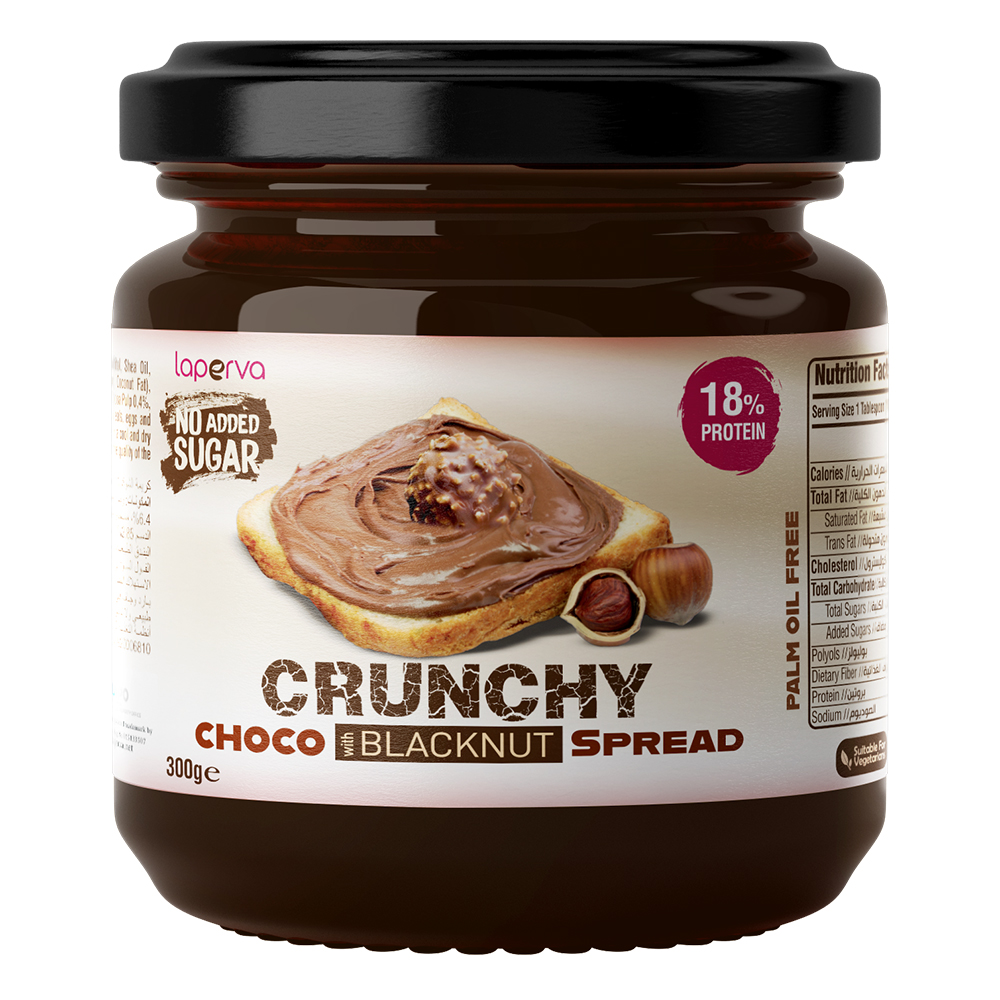 Laperva No Added Sugar Spread, Crunchy Choco Black Nut, 300 Gm