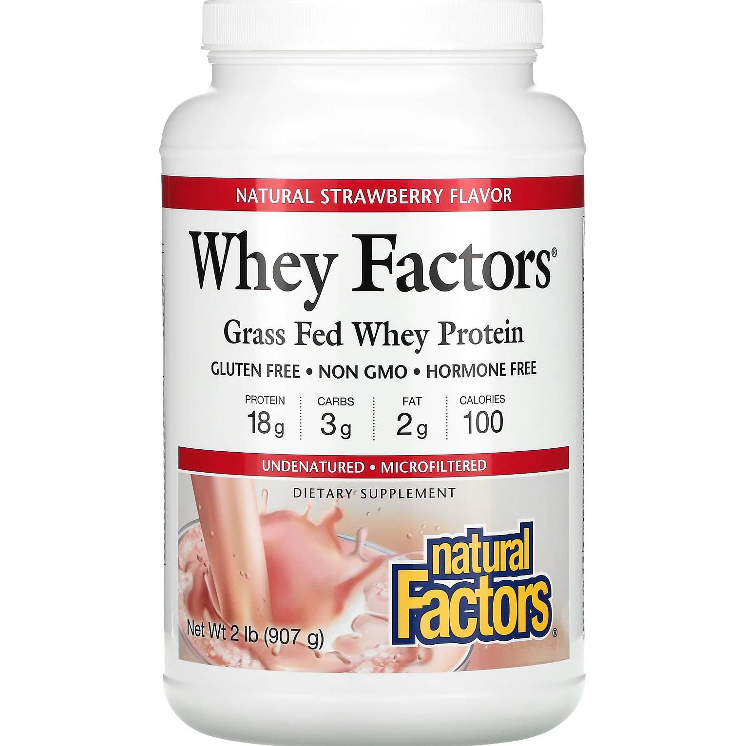 Natural Factors Whey Factors Protein 1 kg Delicious Strawberry
