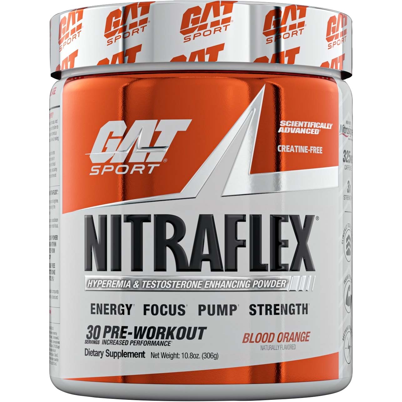 Gat Sport Nitraflex Testosterone Boosting Powder, Blood Orange, 30