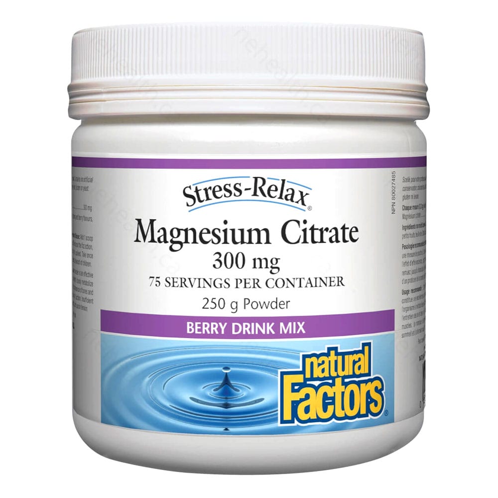 Natural Factors Magnesium Citrate Powder, 300 mg, Berry