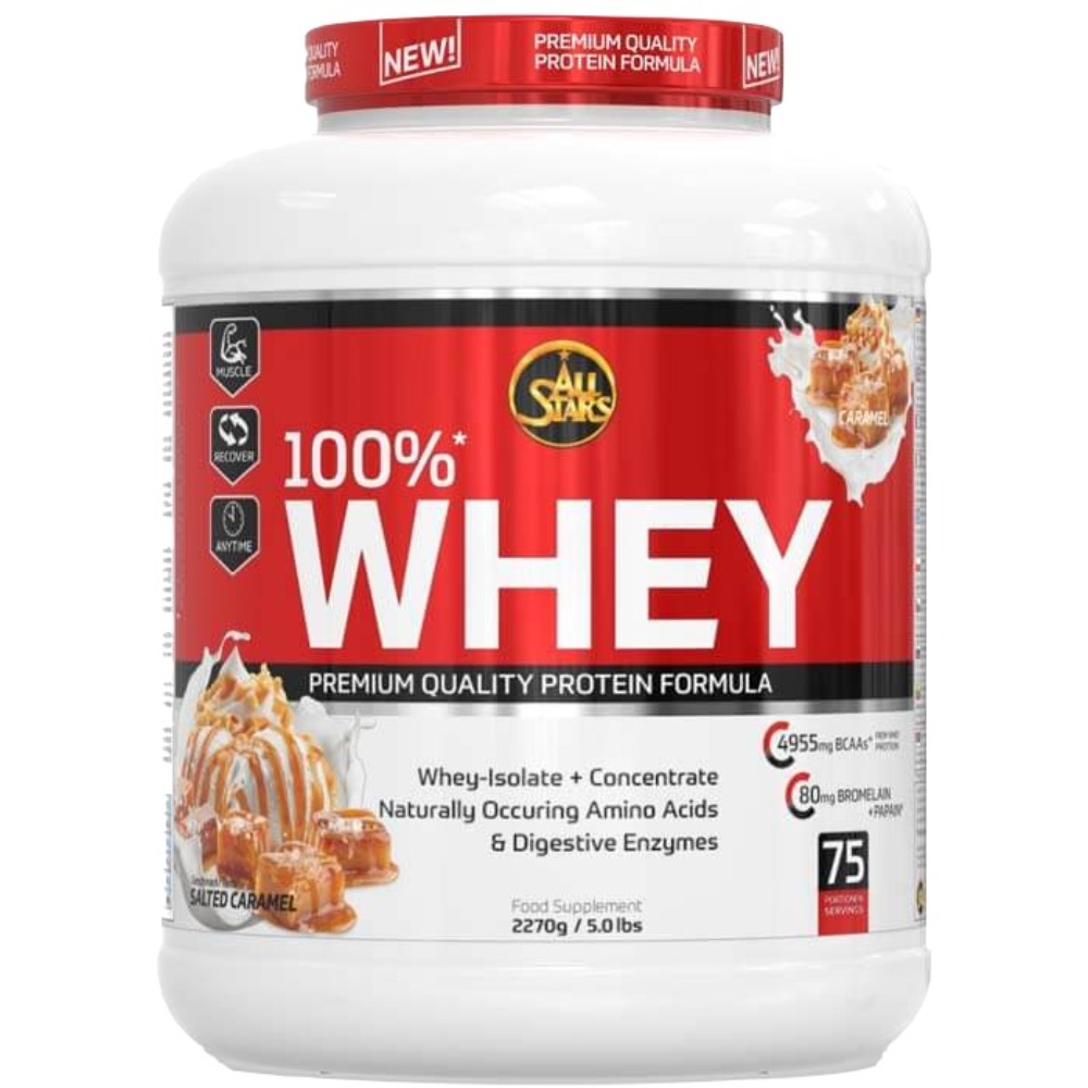 All Stars 100% Whey Protein Pure Isolate Concentrate 5 LB Salted Caramel
