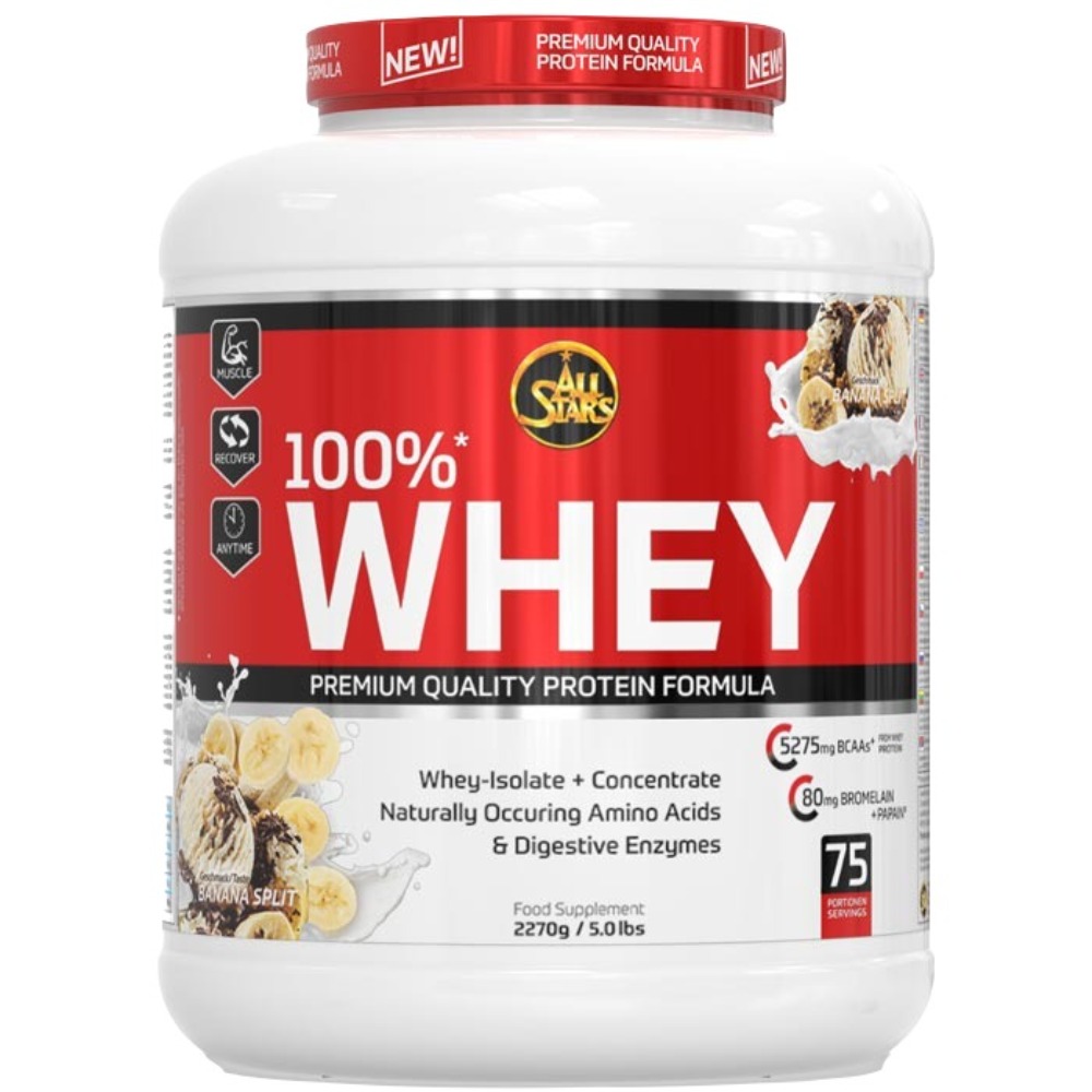 All Stars 100% Whey Protein Pure Isolate Concentrate, Banana Split, 5 LB