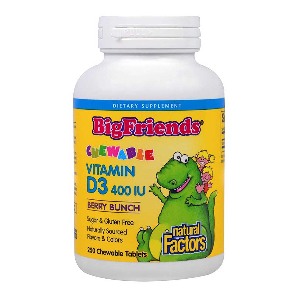 Natural Factors Big Friends Chewable Vitamin D3 With Berry Bunch, 400 IU, 250 Chewable Tablets