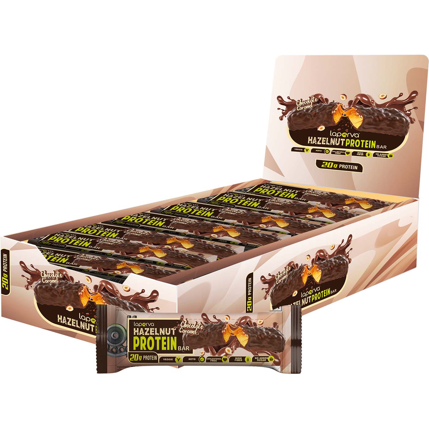 Laperva Hazelnut Protein Bar Box of 18 Bars Hazelnut Caramel