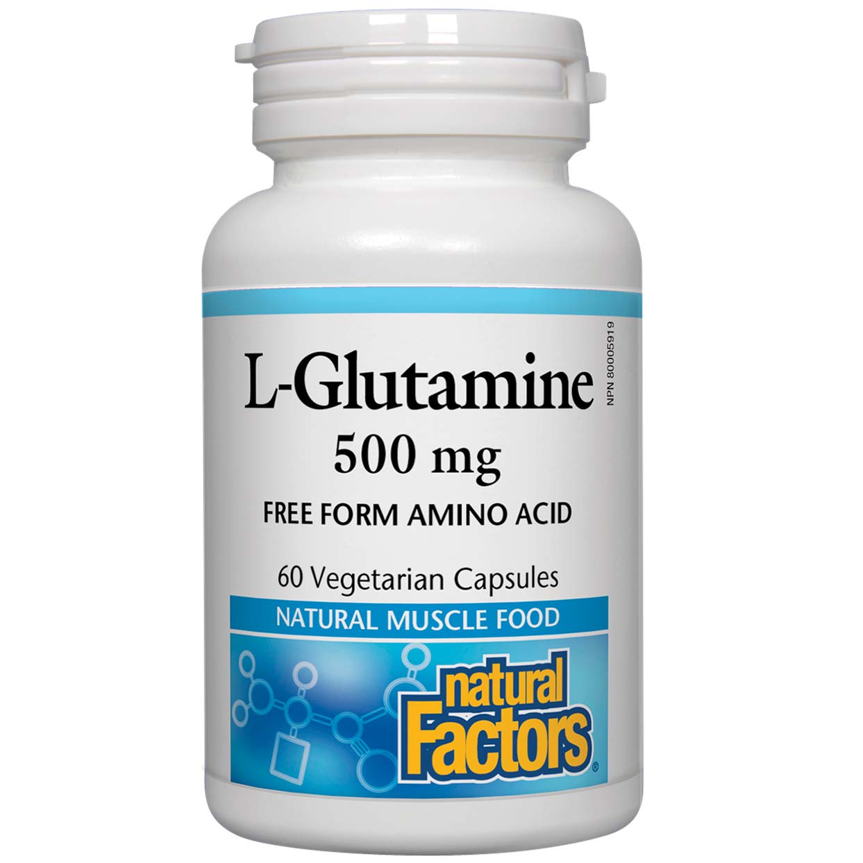 Natural Factors L-Glutamine, 500 mg, 60 Veggie Capsules