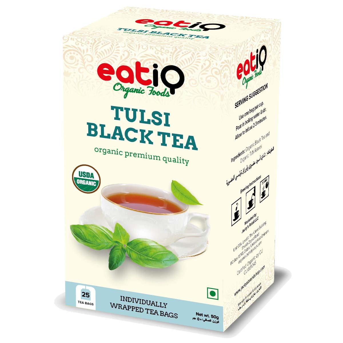 Eatiq Organic Foods Tulsi Black Tea, 25 Bags