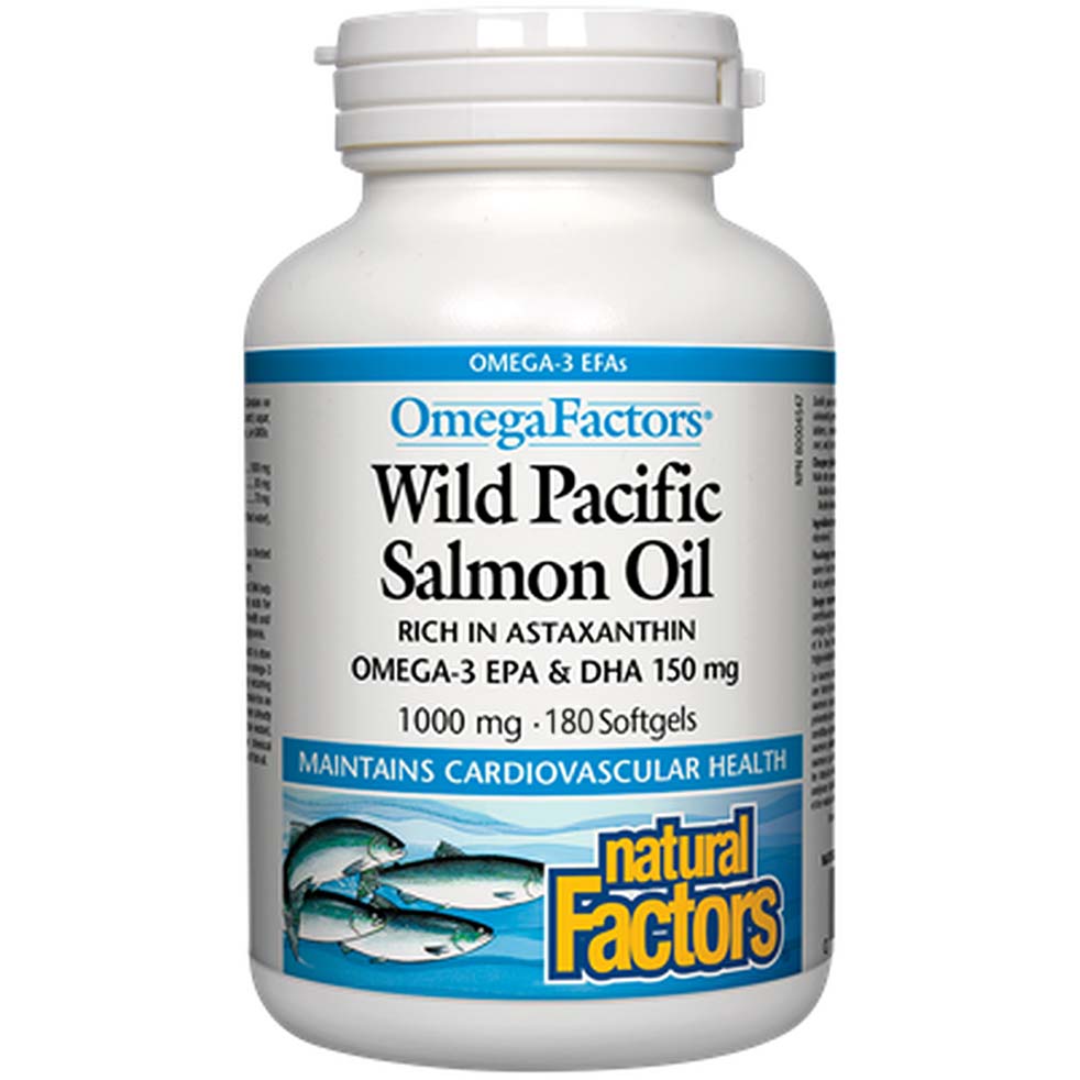 Natural Factors Wild Pacific Salmon Oil, 1000 mg, 180 Softgels