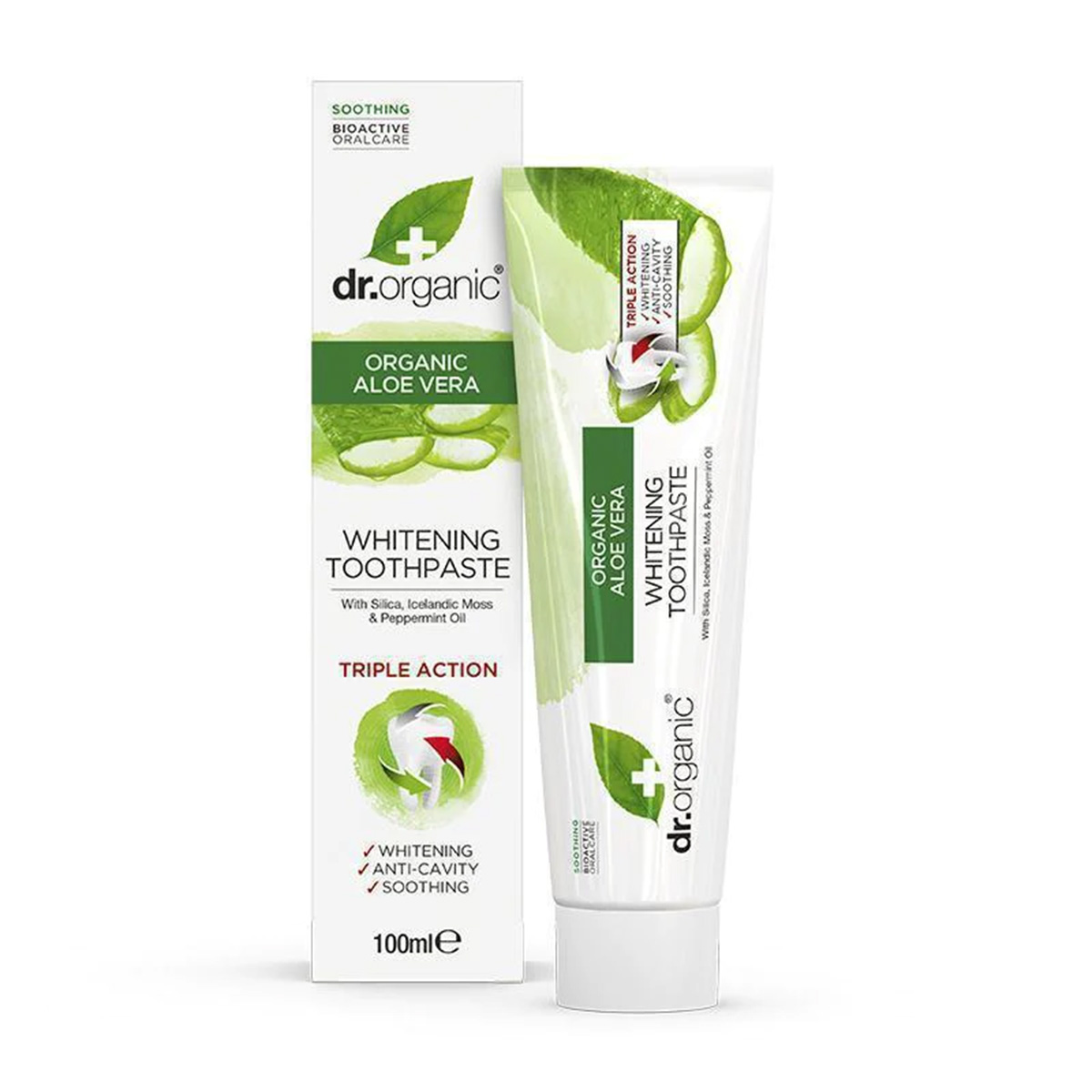 Dr Organic Whitening Toothpaste, Aloe Vera, 100 ML, Helps Get Rid of Tooth Discoloration