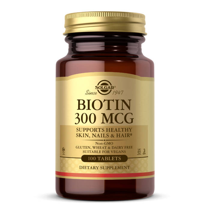Solgar Biotin, 100 Tablets, 300 mcg