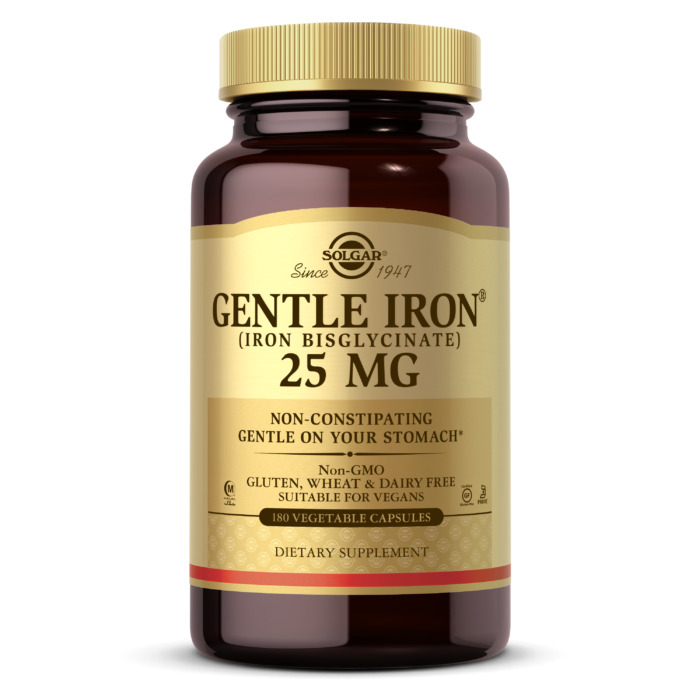 Solgar Gentle Iron, 25 mg, 180 Vegetable Capsules