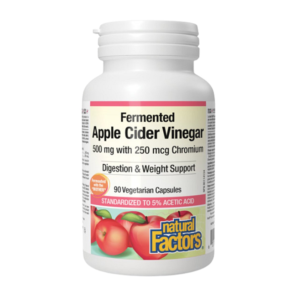 Natural Factors Apple Cider Vinegar, 500 mg, 90 Capsules, Weight Loss Aid