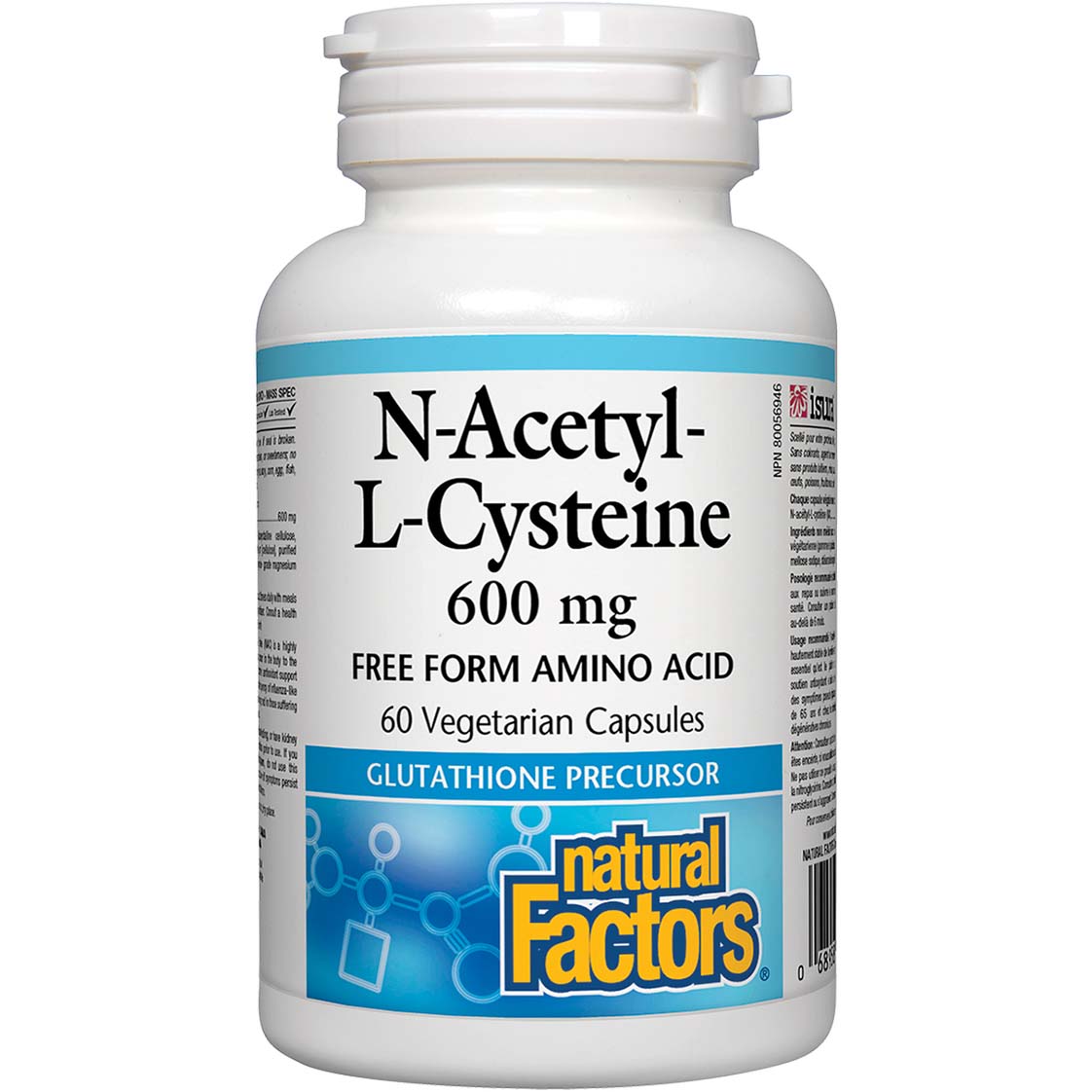 Natural Factors N-Acetyl L-Cysteine 60 Veggie Capsules 600 mg