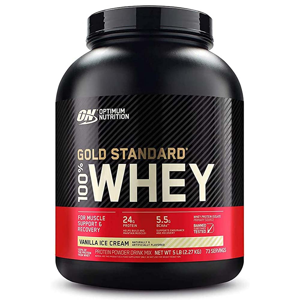 Optimum Nutrition Gold Standard 100% Whey Protein, Vanilla Ice Cream, 5 LB