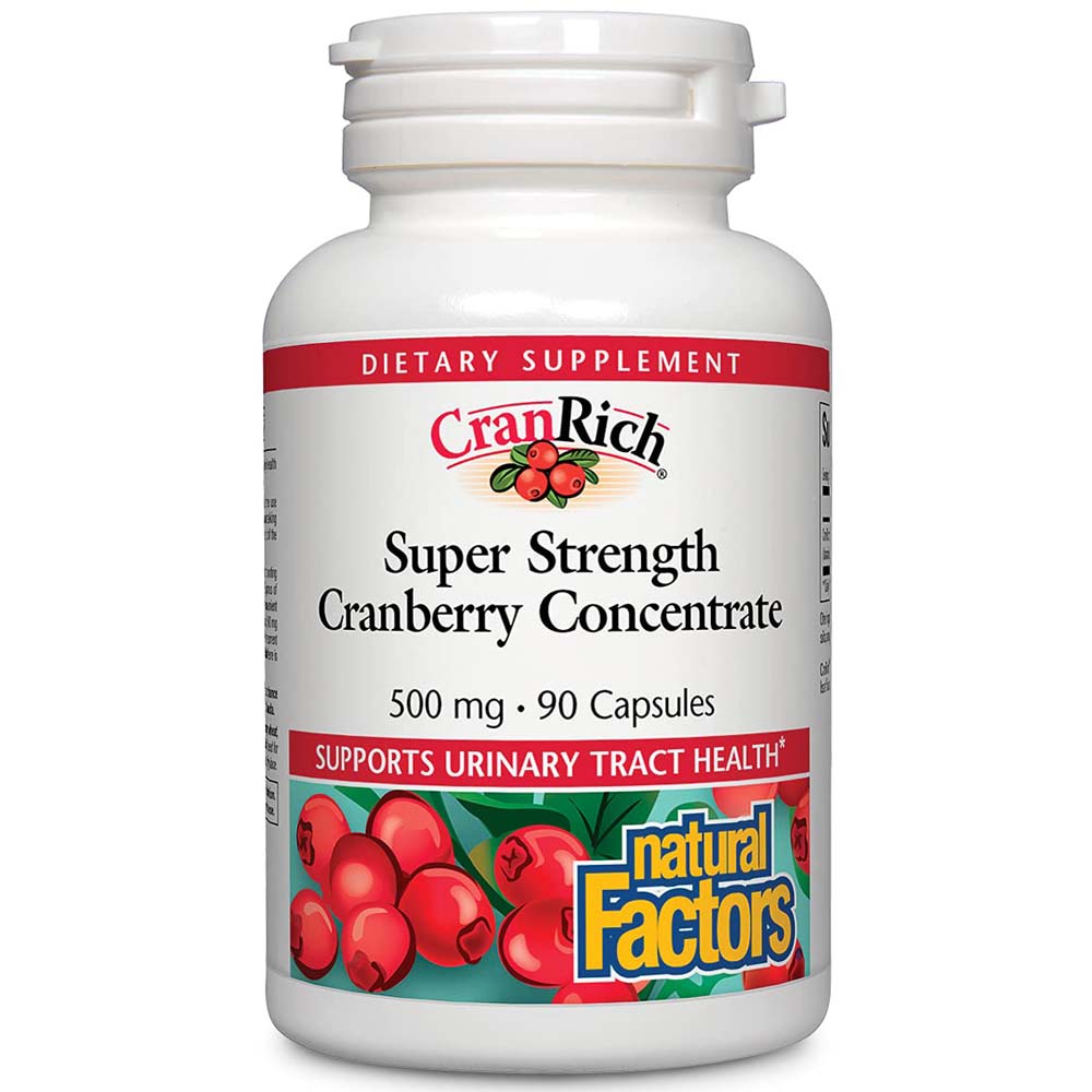 Natural Factors  Super Strength Cranberry Concentrate, 500 mg, 90 Capsules