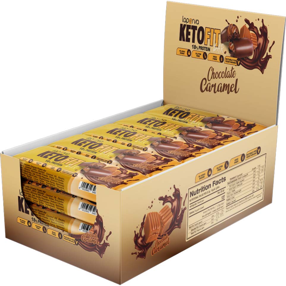 Laperva Keto Fit Chocolate Caramel, Box of 18 Bars