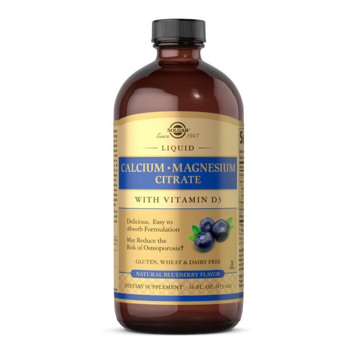 Solgar Liquid Calcium Magnesium Citrate With Vitamin D3, Blueberry, 473 Ml