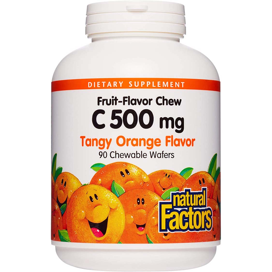 Natural Factors Vitamin C 500 mg Chewable Wafer, Tangy Orange, 90 Chewable Wafer