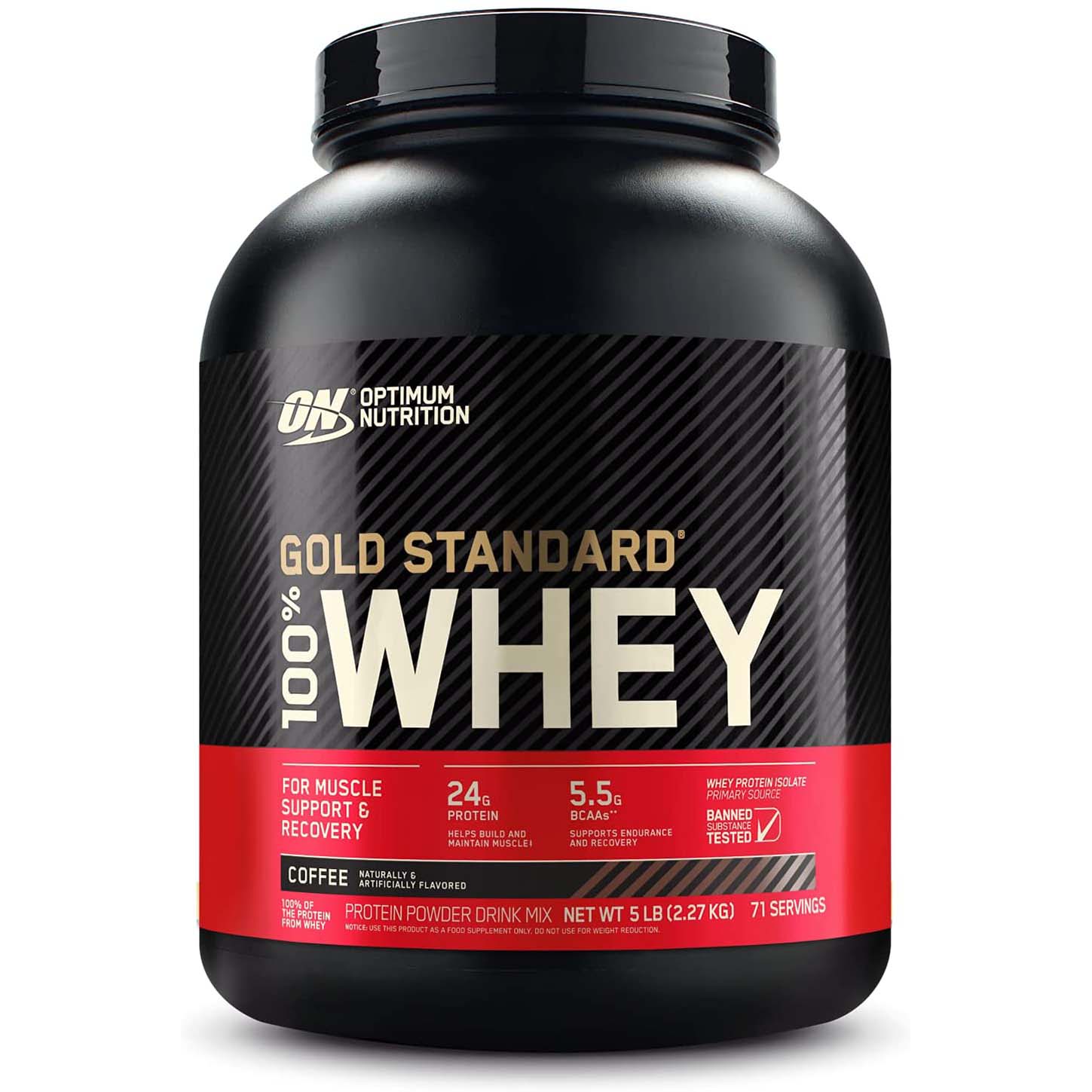 Optimum Nutrition Gold Standard 100% Whey Protein, Coffee, 5 LB