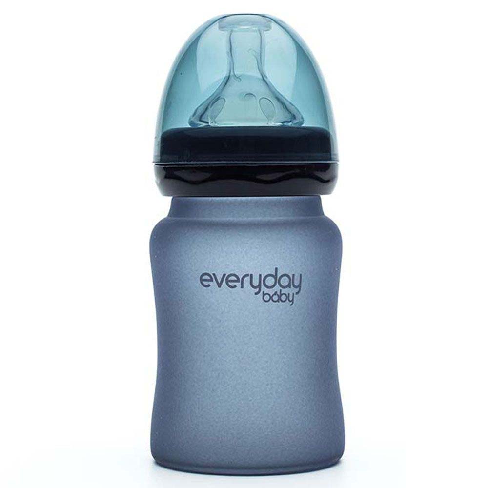 Everyday Baby  Glass Heat Sensing Baby Bottle, Blueberry, 150 ML