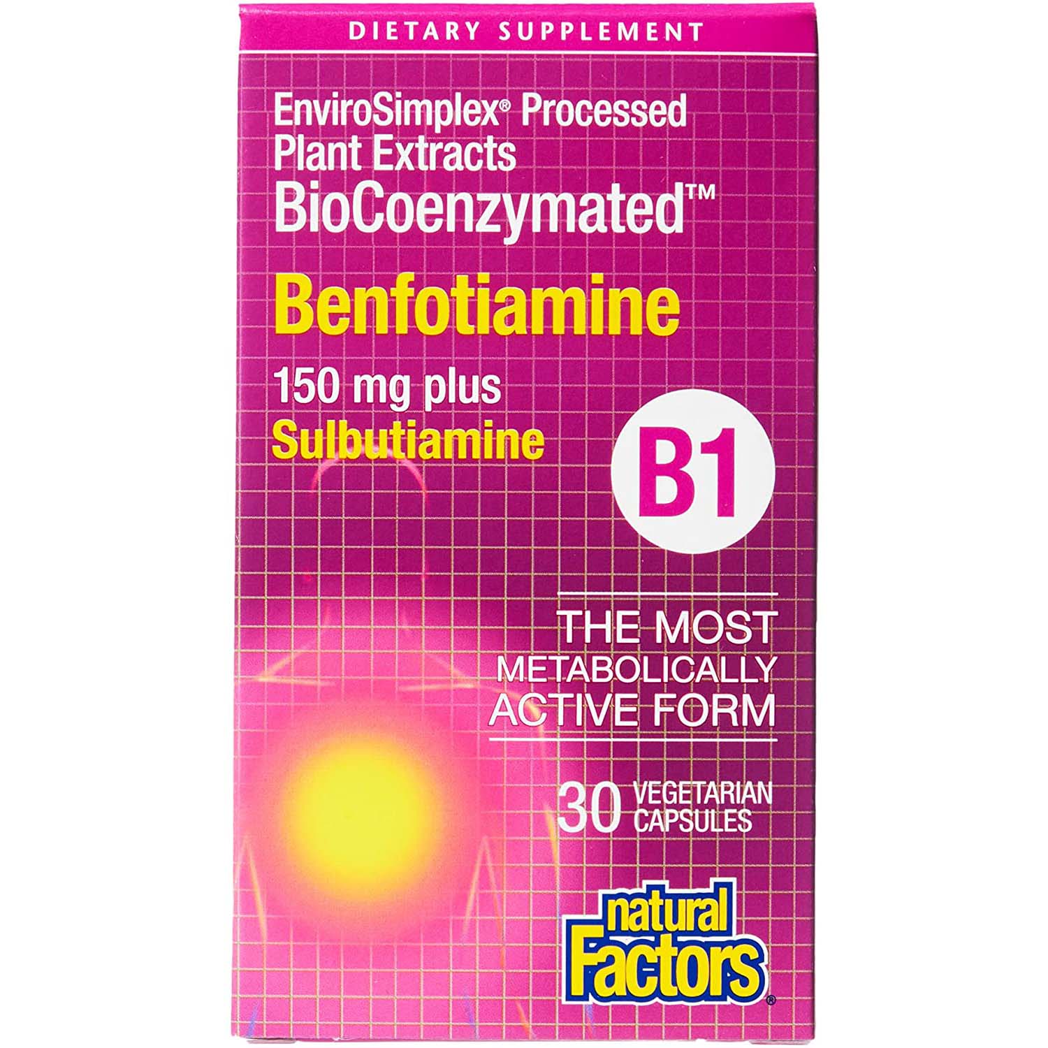 Natural Factors BioCoenzymated B1 Benfotiamine, 150 mg, 30 Veggie Capsules