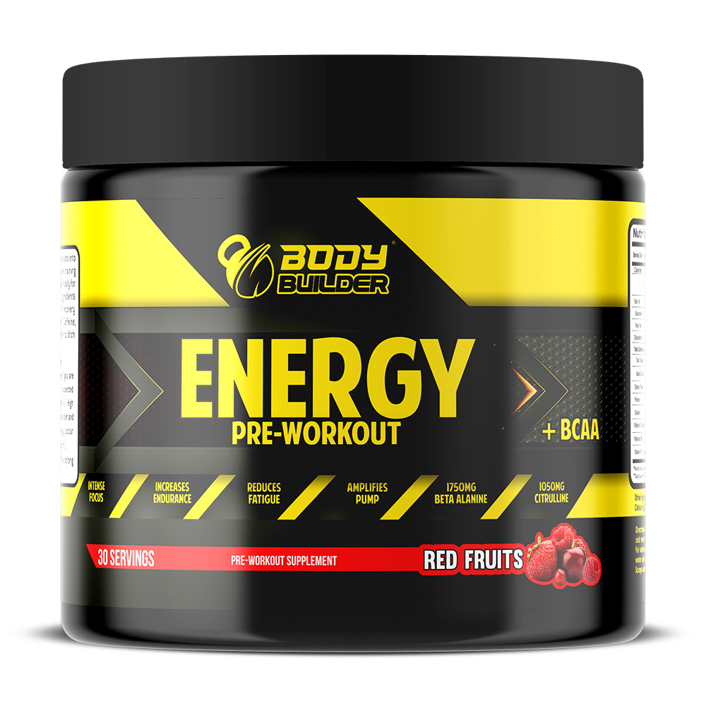 Body Builder Pre workout Plus BCAA, Red Fruit, 30