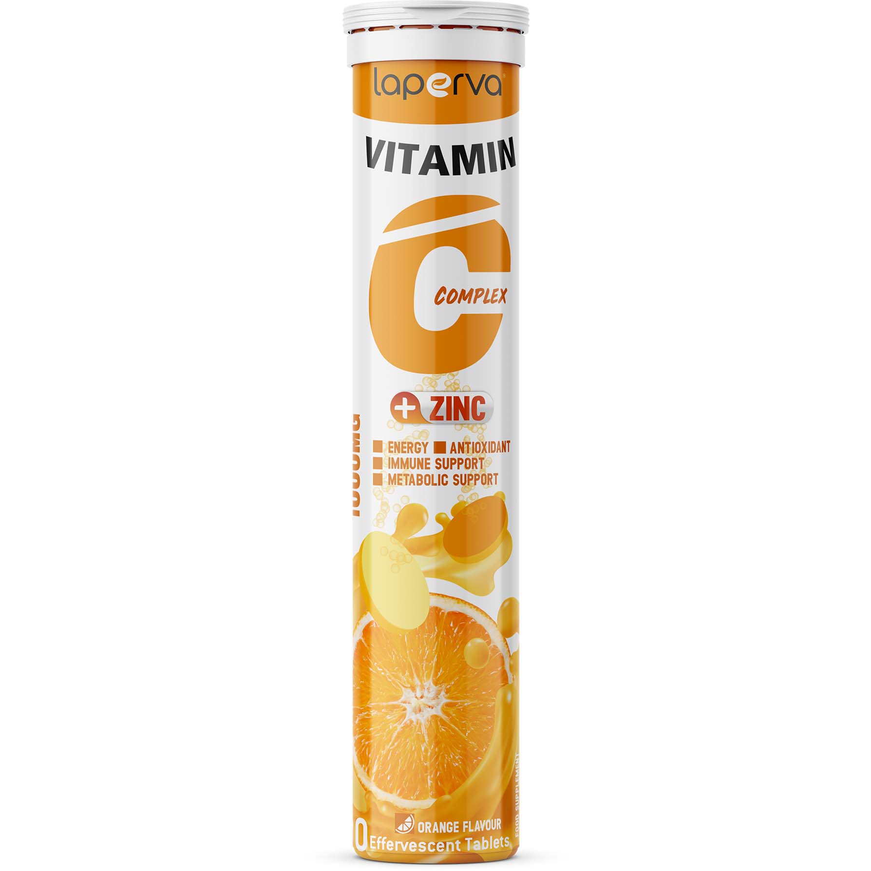 Laperva Vitamin C Complex Plus Zinc, 20 Effervescent Tablets, Orange