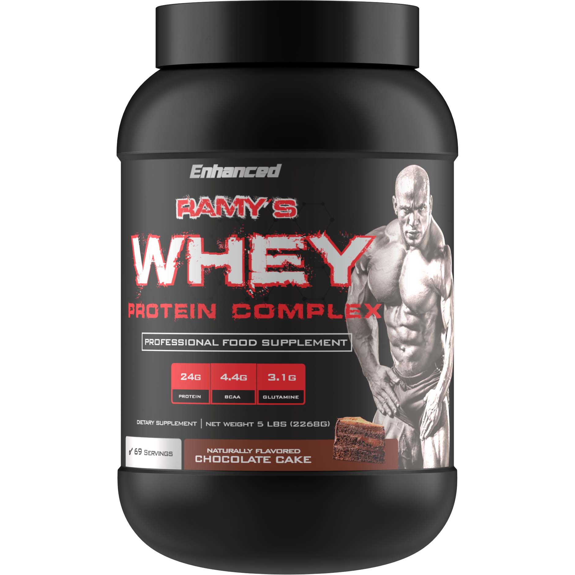 Enhanced Ramy's Whey Protein Complex, Chocolate Cake, 5 LB