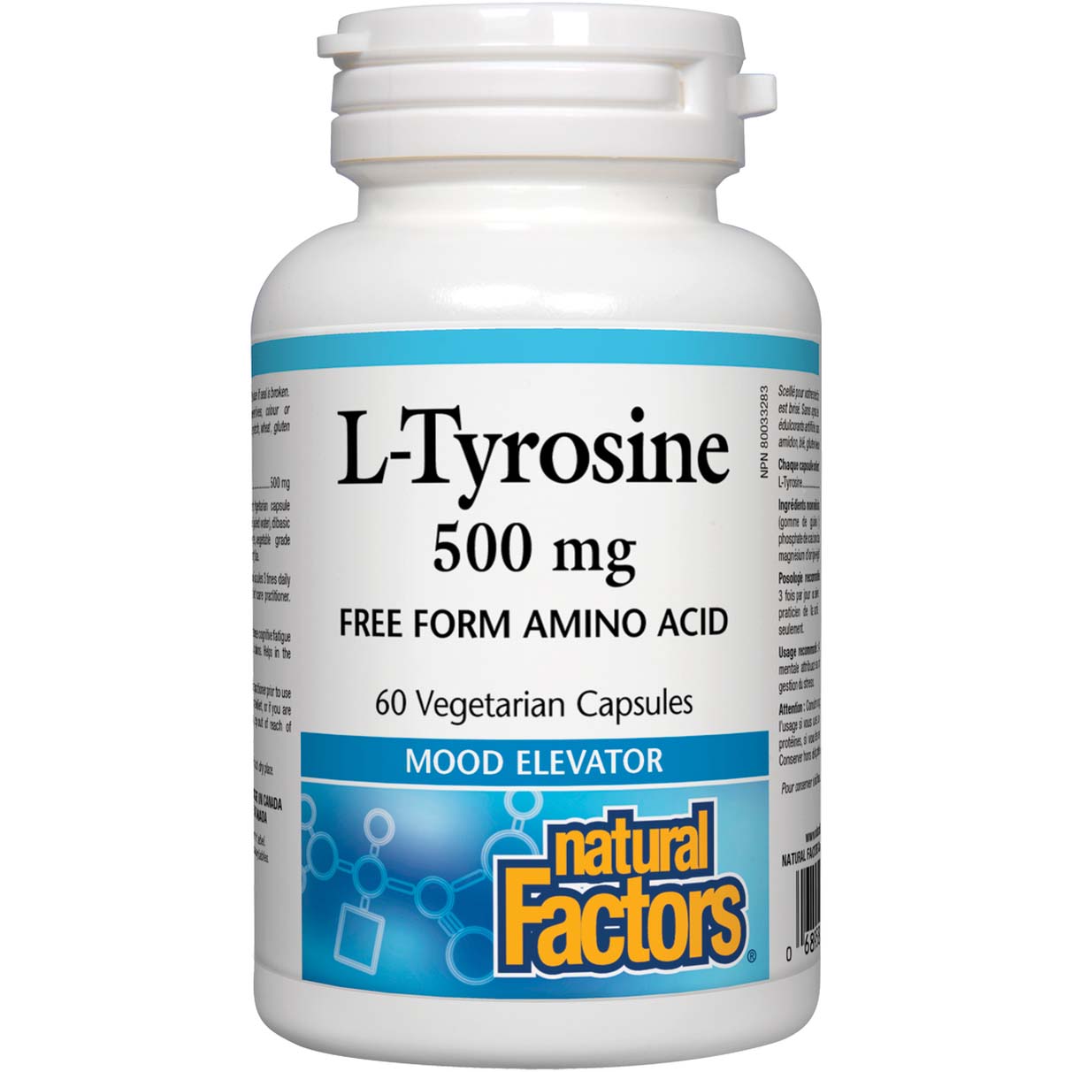 Natural Factors L-Tyrosine, 500 mg, 60 Veggie Capsules