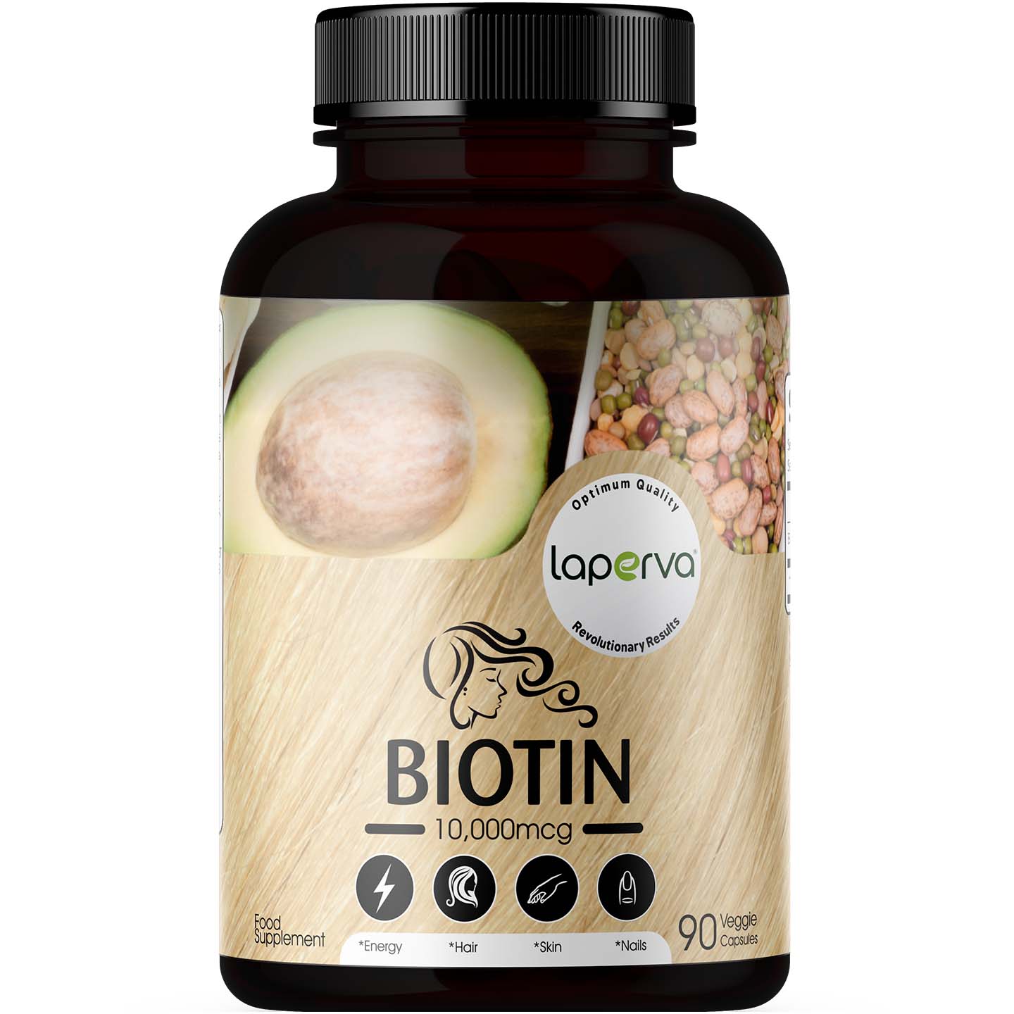 Laperva Biotin, 10000 mcg, 90 Tablets