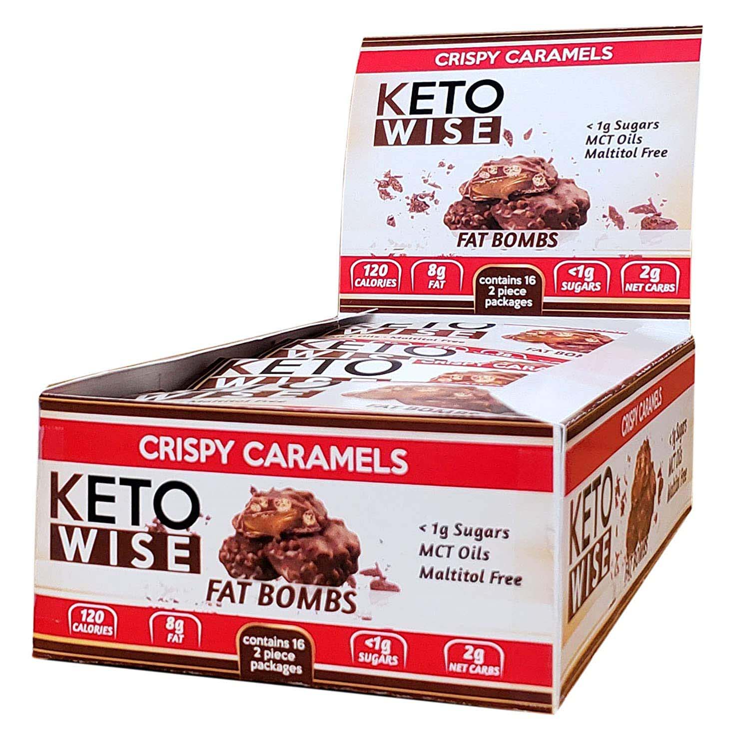 Keto Wise Fat Bombs Box of 16 Pieces Crispy Caramels