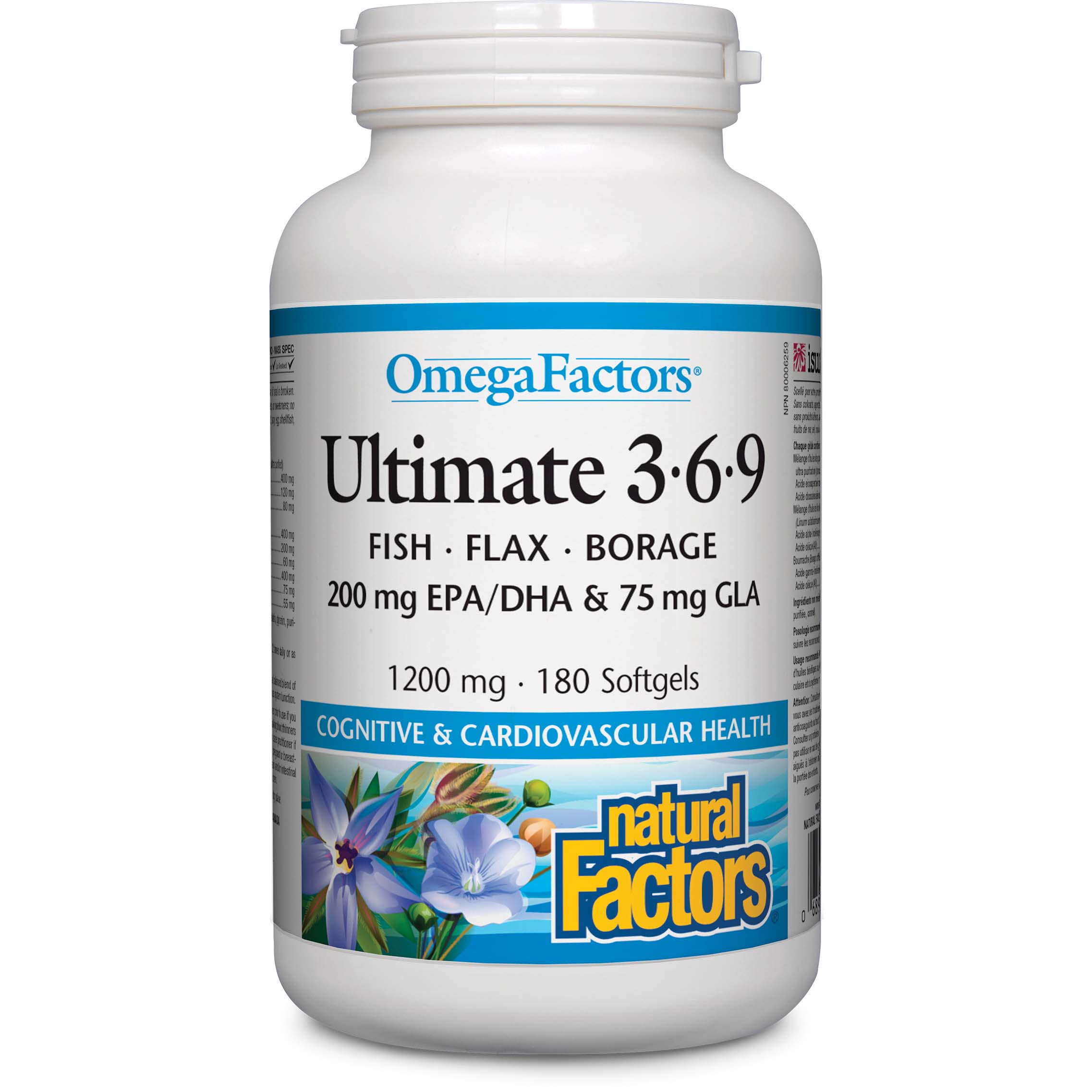 Natural Factors Ultimate Omega Factors 3.6.9, 1200 mg, 180 Softgels