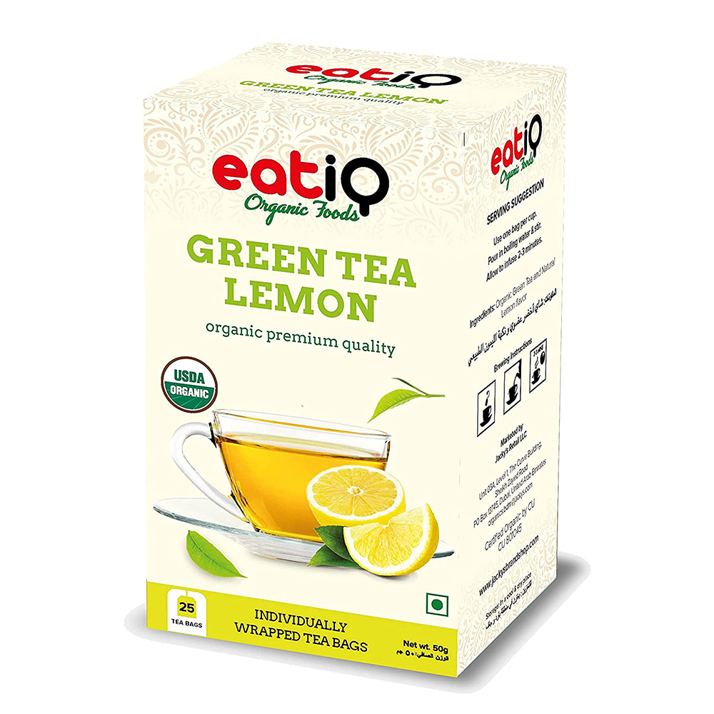 EatiQ Organic Foods Green Tea Lemone 25 Bags