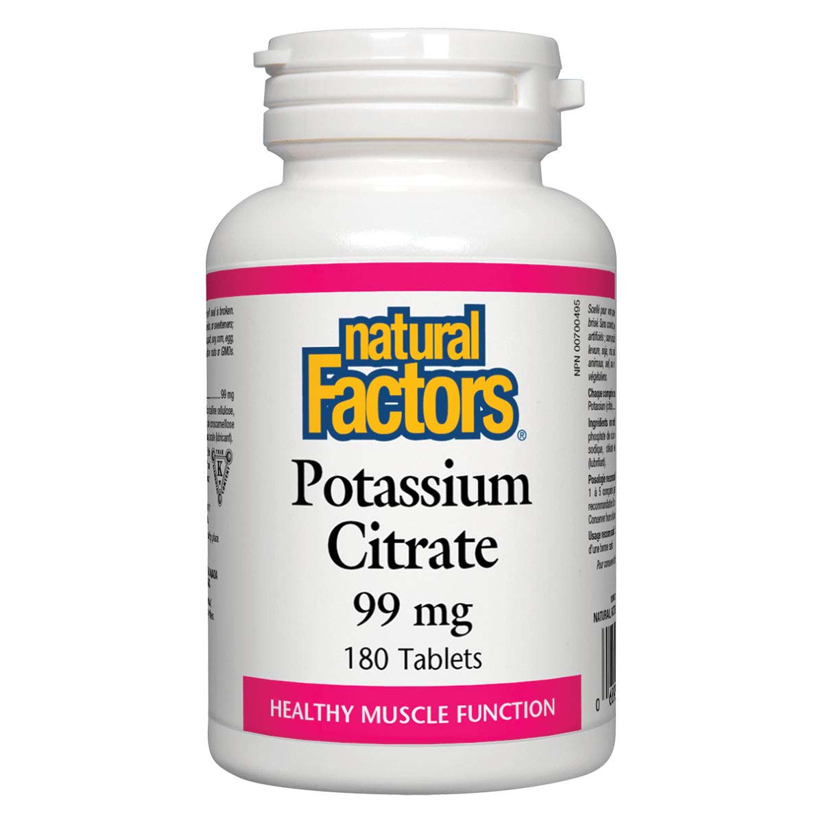 Natural Factors Potassium Citrate, 99 mg, 180 Tablets