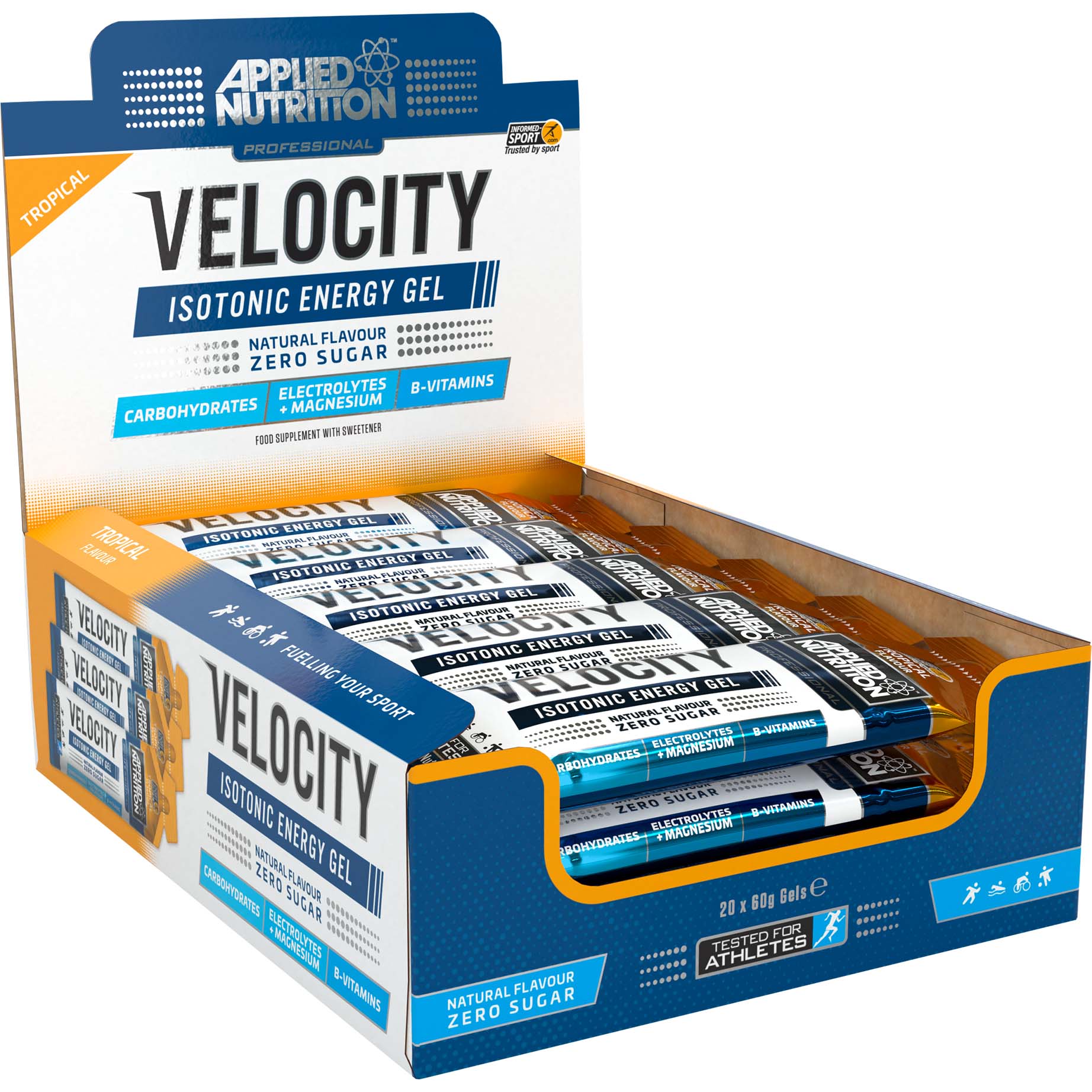 Applied Nutrition Velocity Isotonic Energy Gel, Tropical, Box of 20 Pieces