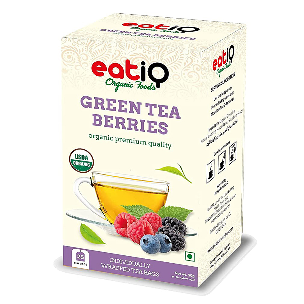 Eatiq Organic Foods Green Tea Berries, 25 Bags