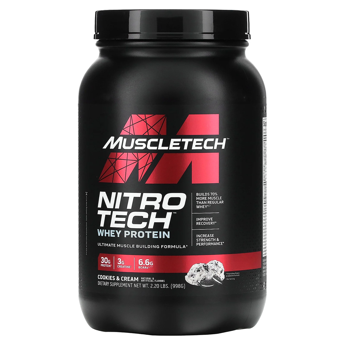 Muscletech Nitro Tech Whey Protein, Cookies and Cream, 2 LB