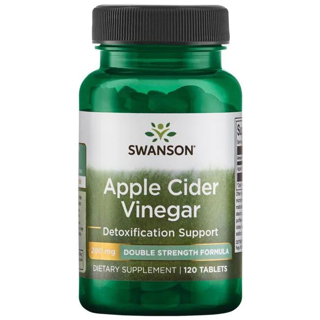 Swanson Apple Cider Vinegar Double Strength, 200 mg, 120 Tablets