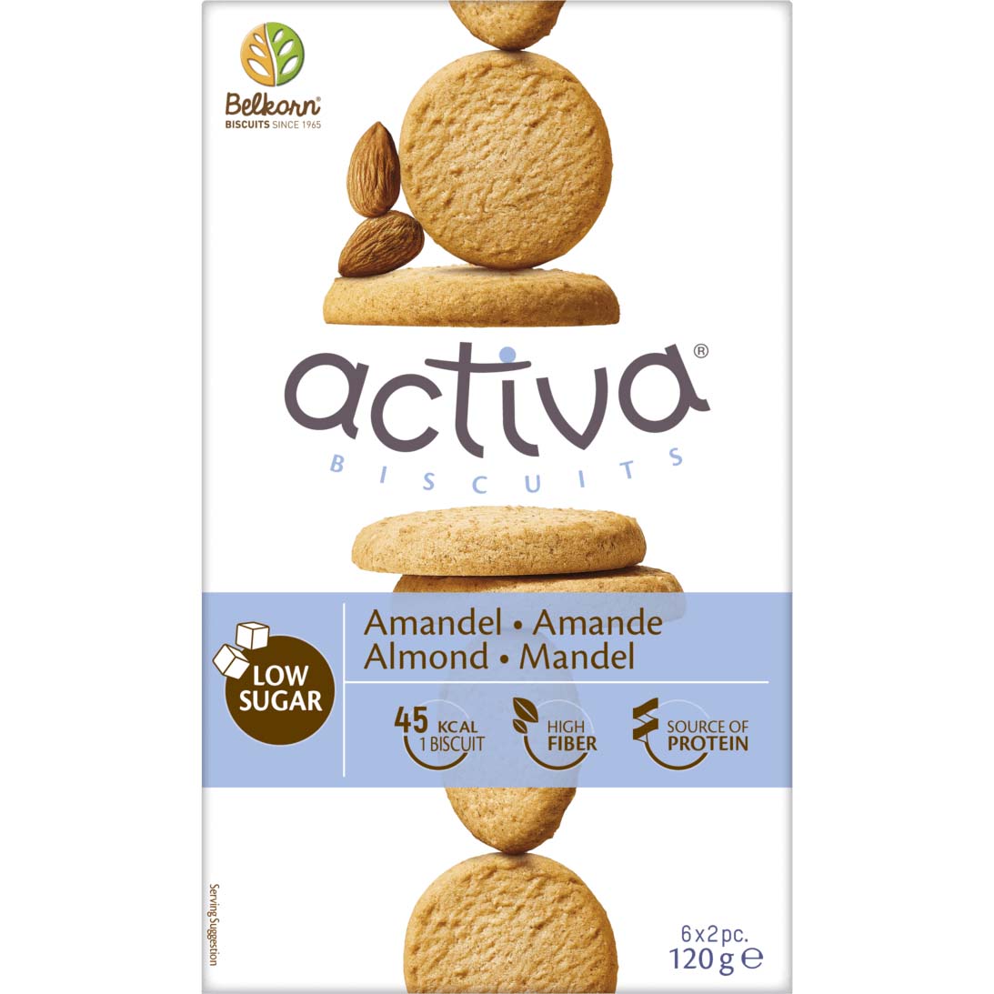 Belkorn Activa Biscuits, 120 Gm, Almond