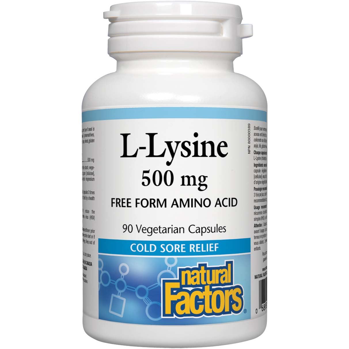 Natural Factors L-lysine, 500 mg, 90 Veggie Capsules