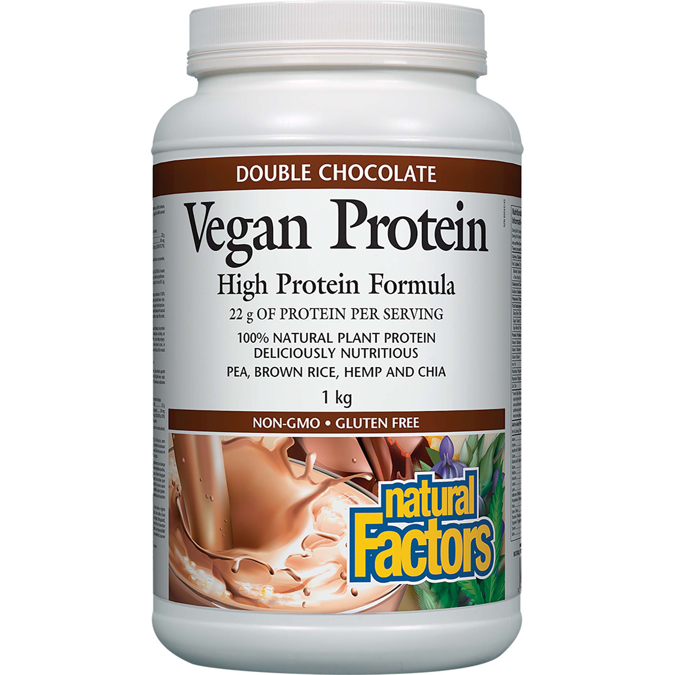 ناتشورال فاكتورز بروتين نباتي, 1 كجم, شوكولاتة الحليب