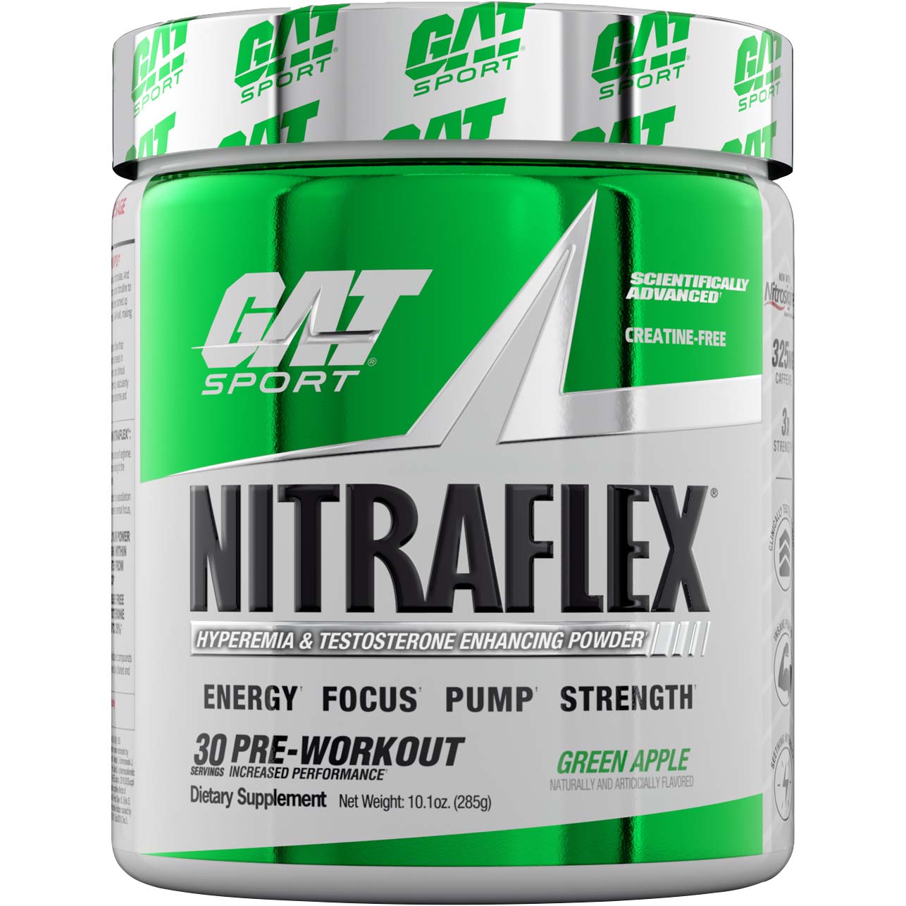 Gat Sport Nitraflex Testosterone Boosting Powder, Green Apple, 30